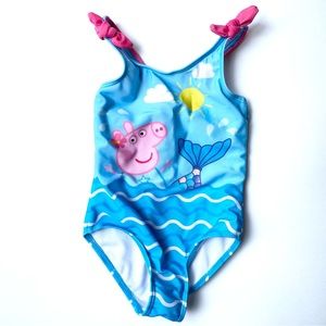 Girls 2T Peppa Pig Swimsuit Blue Mermaid